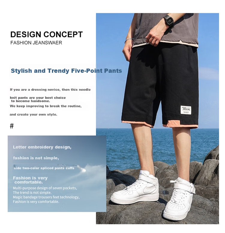ROMON Pure Cotton Shorts, Men's Loose-Fitting Casual Sports Capri Pants, Men's Clothing, Gray 2XL 2