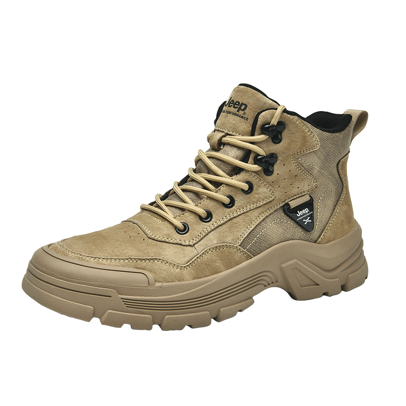 JEEP Men's Hiking Shoes Outdoor Sports Walking High-Top Casual Shoes Slip-Resistant Durable Work Boots Martin Boots