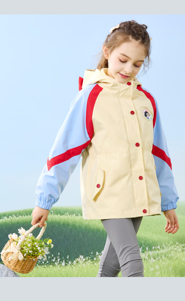 Disney Girls' Outdoor 3-in-1 Windproof Jacket Spring and Autumn Coat for Kids DS001 Purple Size 120 9