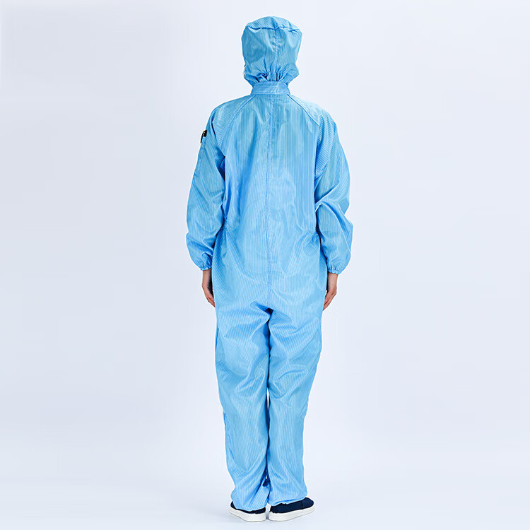 BAIGE Anti-Static Hooded Coverall Cleanroom Protective Suit Laboratory Clean Coverall Blue 2XL