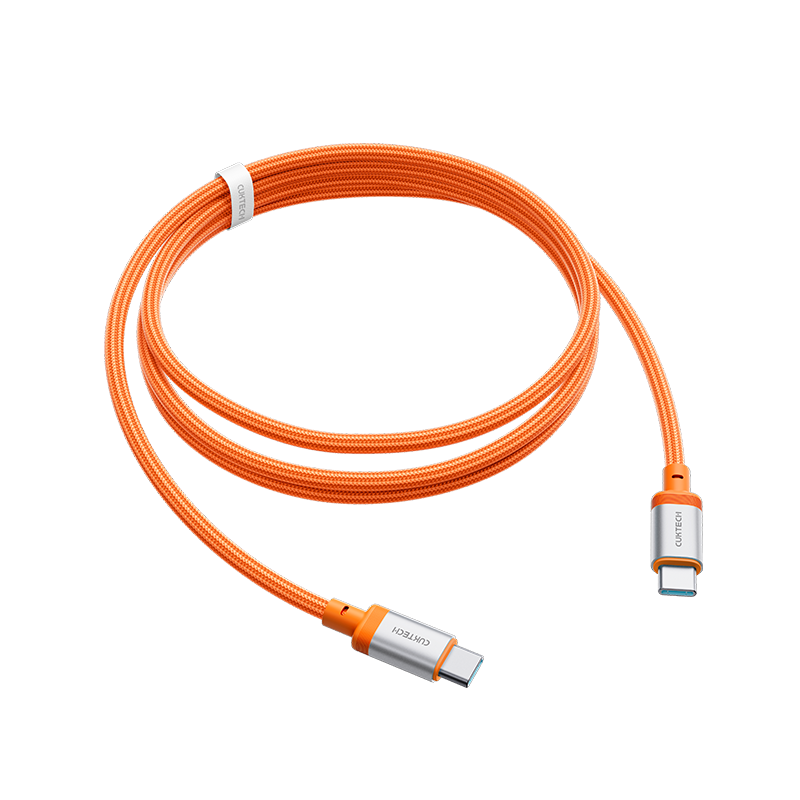 CUKTECH CoolTech Type-C Charging Cable 240W High Power 6A Current CTOC Braided Fast Charging Compatible with Apple 17/iPad/Xiaomi Huawei Phones Laptops 2m Orange