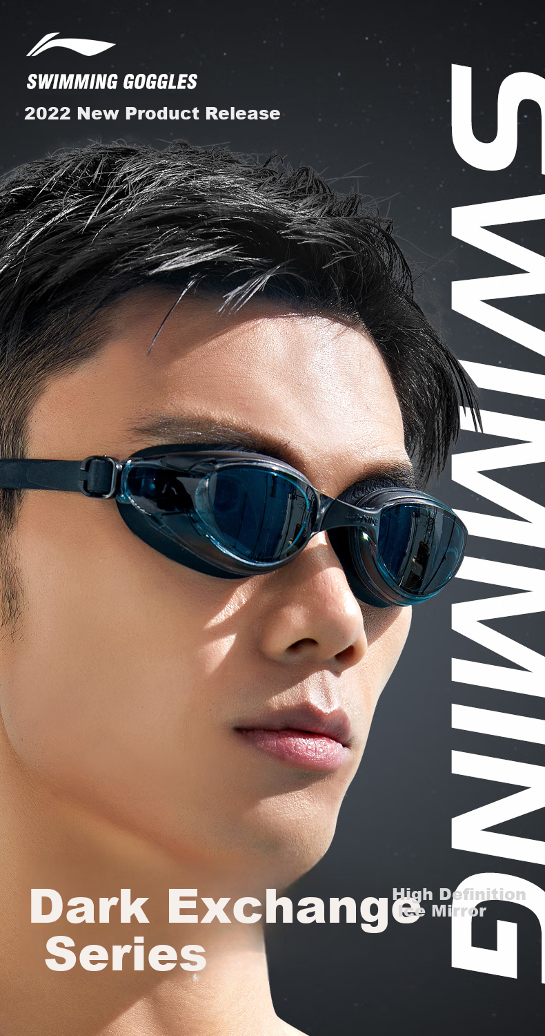 LI-NING Myopia Swimming Goggles, Waterproof And Anti-Fog, High Definition Swimming Glasses for Men And Women, Specialized for Myopia, LNJT224-12 Black, -150 Degree 1
