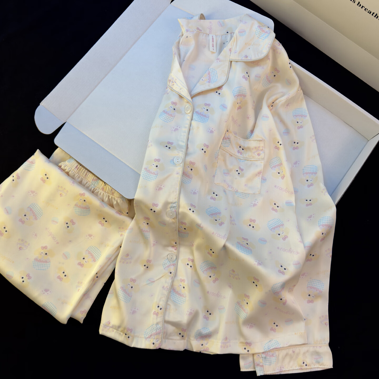 LangSha Women's Autumn Pajamas New Ice Silk Smooth Faux Silk Premium Cartoon Girl Wearable Loungewear 4