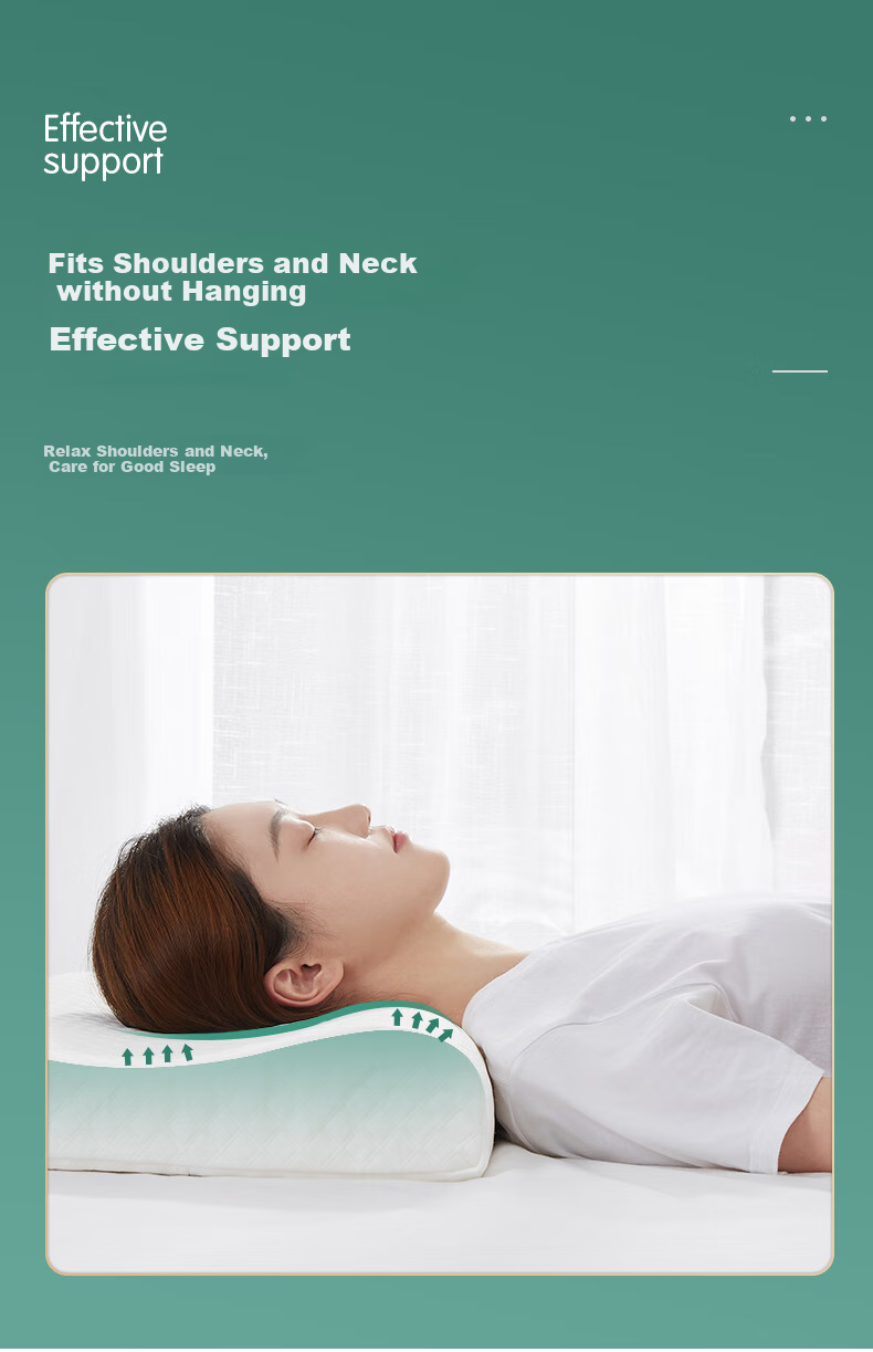 BEYOND Home Textile Latex Pillow, Thai Curved Cervical Pillow Core, Student Pillow, Single Pack, 50*30*9/7cm 6