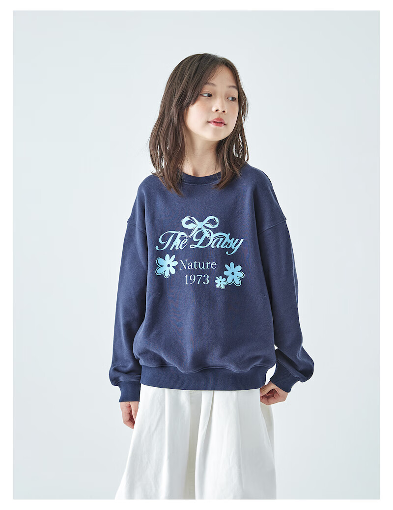 Kechu 2025 Autumn New Parent-Child Collection for Older Girls, Round Neck Sweatshirt with Loose Long Sleeves, Bow Tie Print Top 5