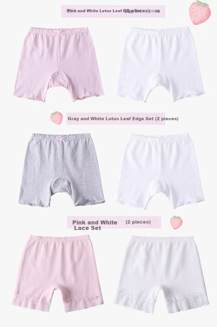 LangSha Children's Underwear, Girls' Safety Shorts, Cotton Anti-Exposure Underwear, Big Kids Boxer Briefs, 2-Pack, Gray And White, Size 140 11