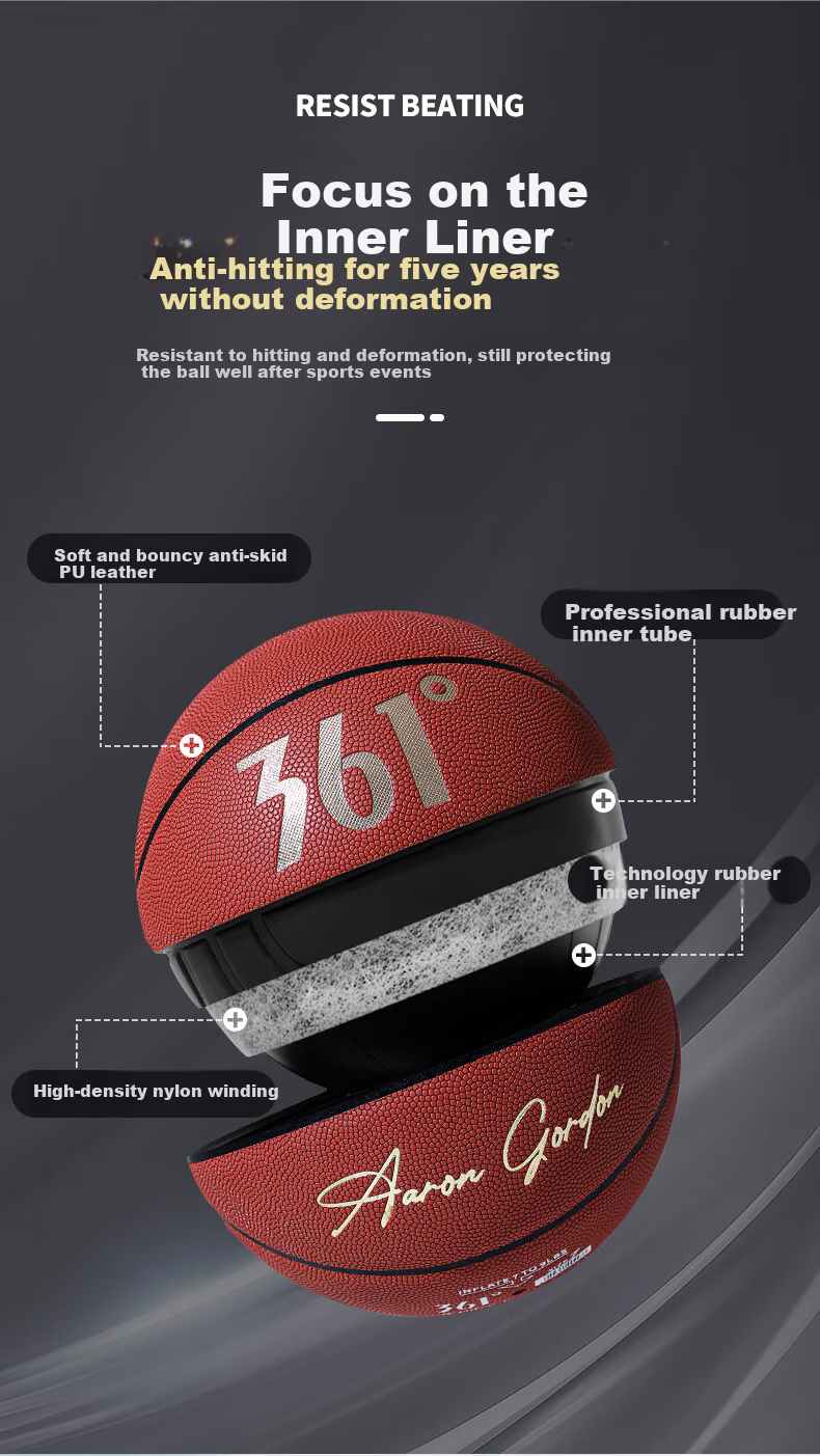 361° Basketball Size 7 Signature Edition PU Competition Ball for Adults, Indoor And Outdoor Use, Wear-Resistant, Youth Standard Size 7 for Middle School Entrance Exam Training 8