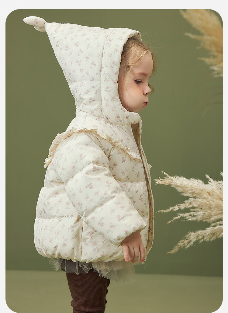 Minibala Girls' Three-Proof Down Jacket Baby Sweet Cute Coat New Year Clothes 2025 Winter 2