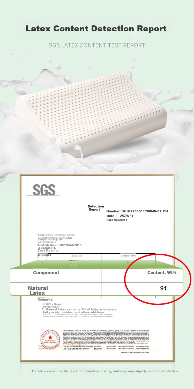 Jinxiangshu Thai Natural Imported Cervical Pillow, Rubber Pure Cotton Pillow, Natural Latex Pillow, Adult Pillow, Breathable Wave Pillow, Set of Two 1