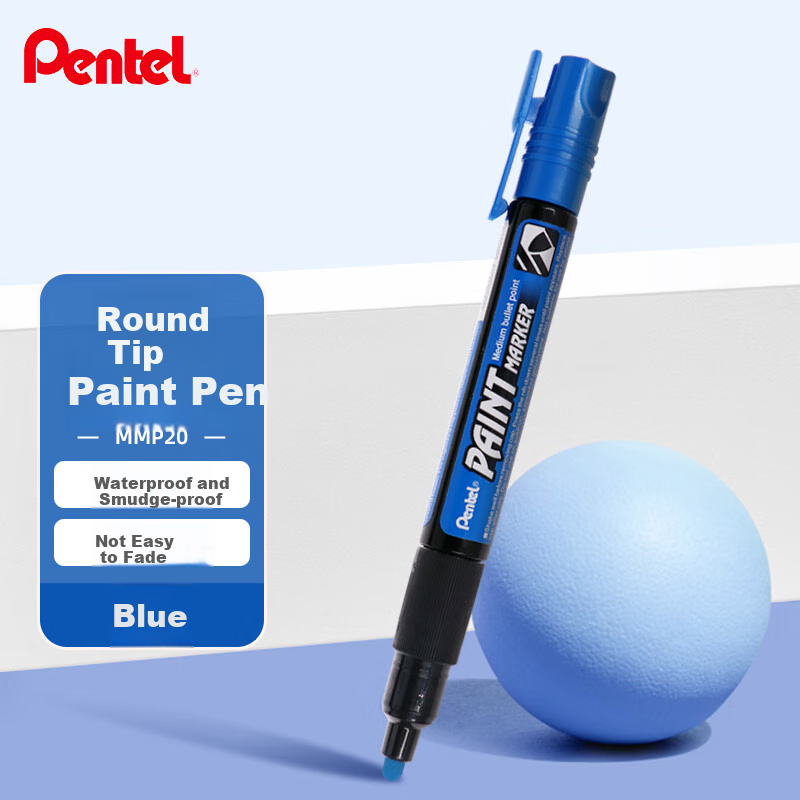 Маркер Pentel Color Round-Tip Paint Marker, водостойкий, быстросохнущий, с толстым наконечником, для рекламы, MMP20, синий, 1 шт.