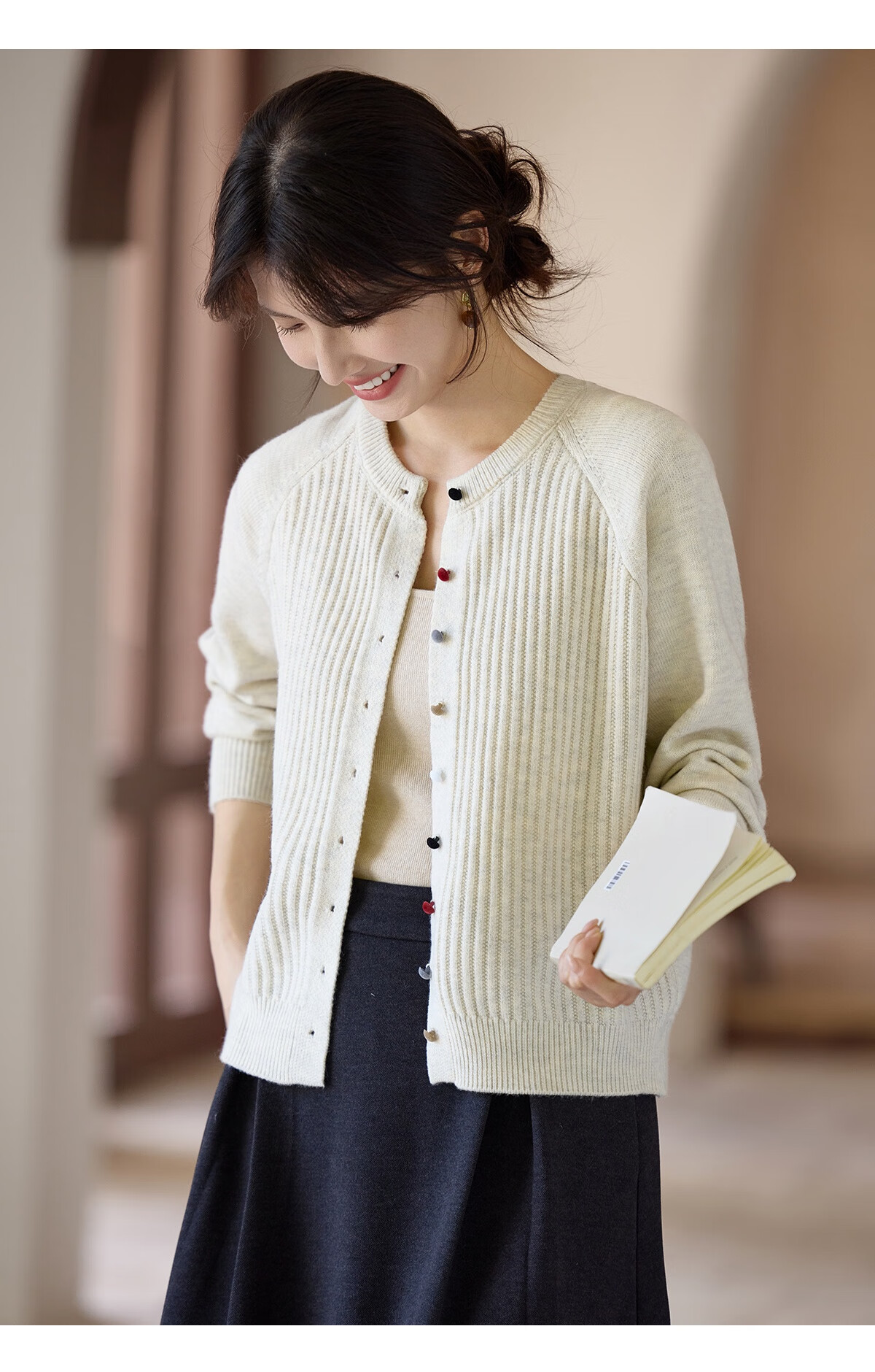 She Enjoy Knitted Cardigan Women Raglan Sleeve Sweater Jacket Red Versatile Knit Top Outerwear T53Z127 10