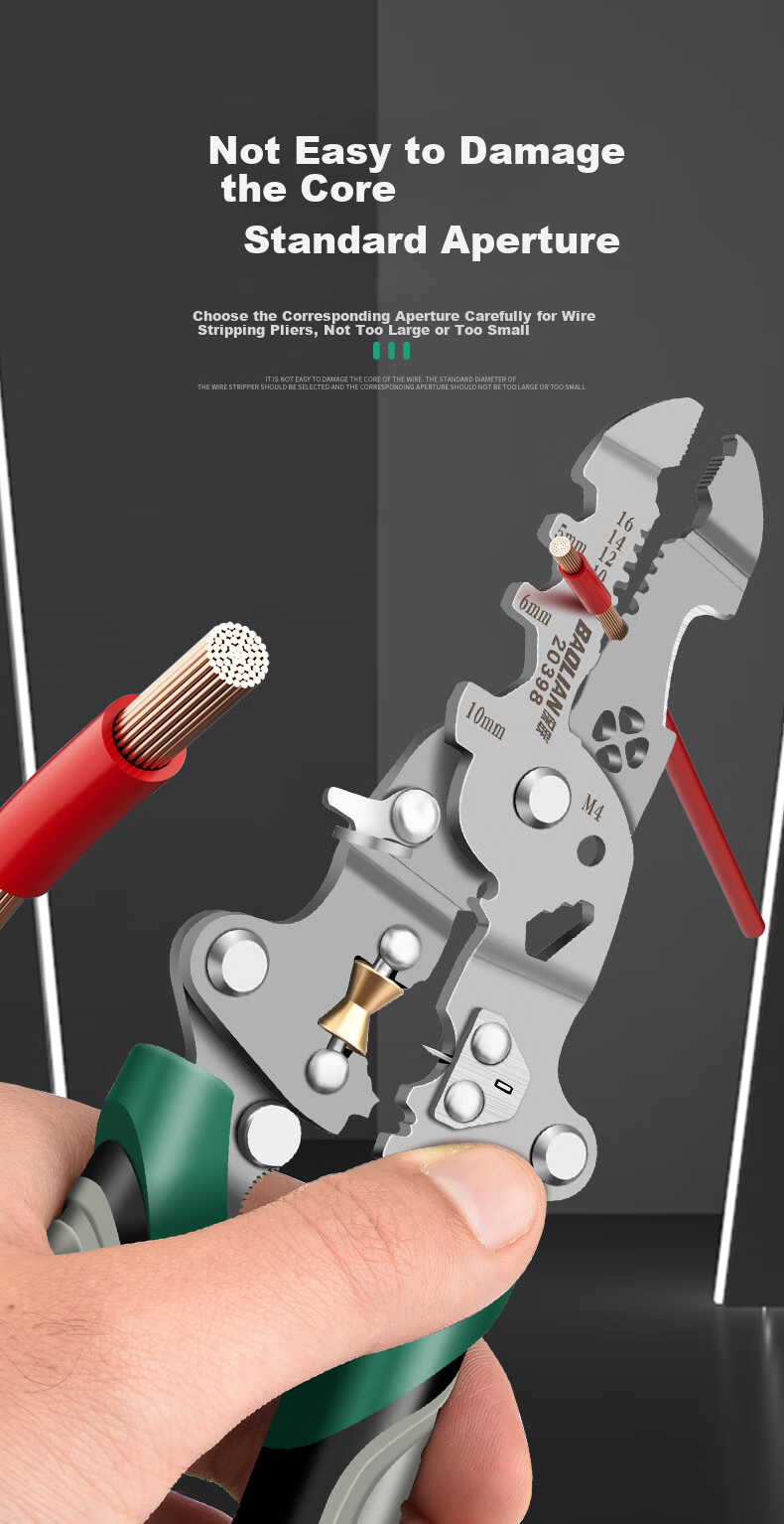 Baolian 18-In Multifunctional Wire Stripper, Electrician's Specialized Wire Separator, Wire Winder, Wire Cutter And Crimping Tool 4