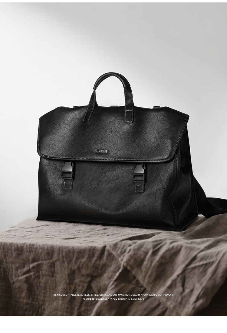 GOLF Business Briefcase Men's Soft Leather 14-inch Laptop Bag Multifunctional Shoulder Crossbody Backpack 4