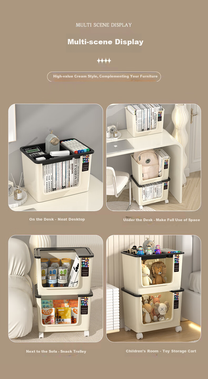 Anerya Under-Desk Bookshelf, Small Cart with Wheels for Office Workstation, Desktop Book Storage Box, Two-Tier Organizer 9