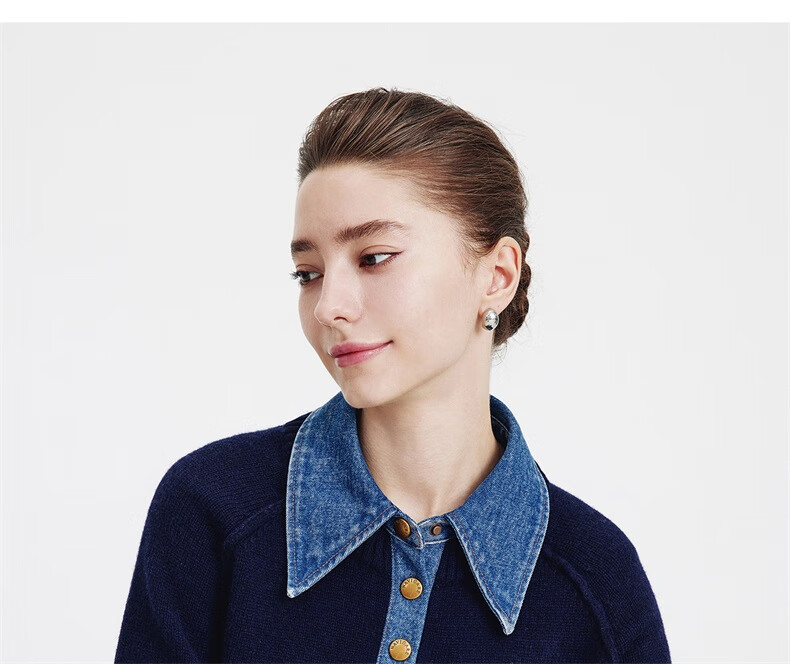 Navigare Italian Small Sailboat 25th Anniversary New Knitwear Women Loose Sweater Denim Patchwork Wool Sweater 2334015502 18