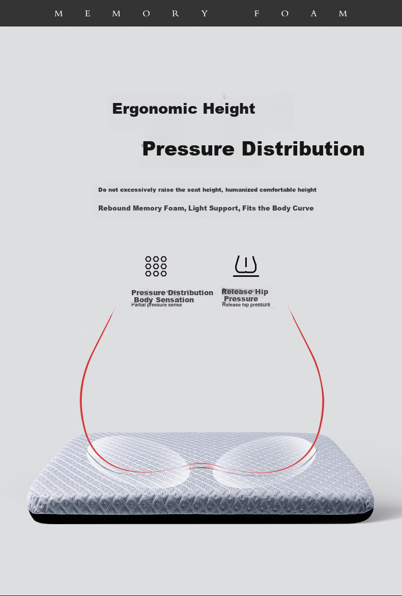 GREAT LIFE Car Seat Cushion, All-Season Universal Seat Pad, Driver's Memory Foam, Four-Season Ventilated And Breathable, Office Butt Cushion, Chair Pad 4
