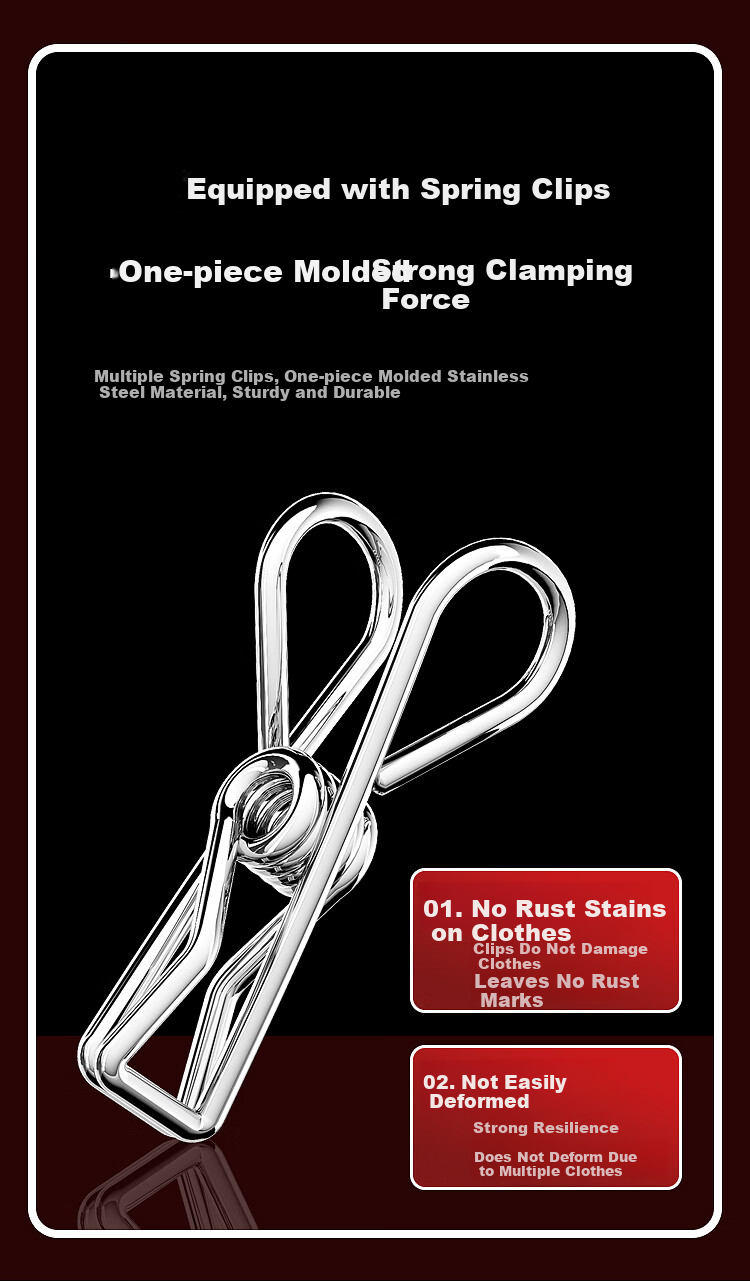 MENGTING Stainless Steel Clothes Hanger Clips, 40 Clips Multi-Clips for Hanging Socks, with Clips, 4.0mm Thickened Anti-Tangling 13