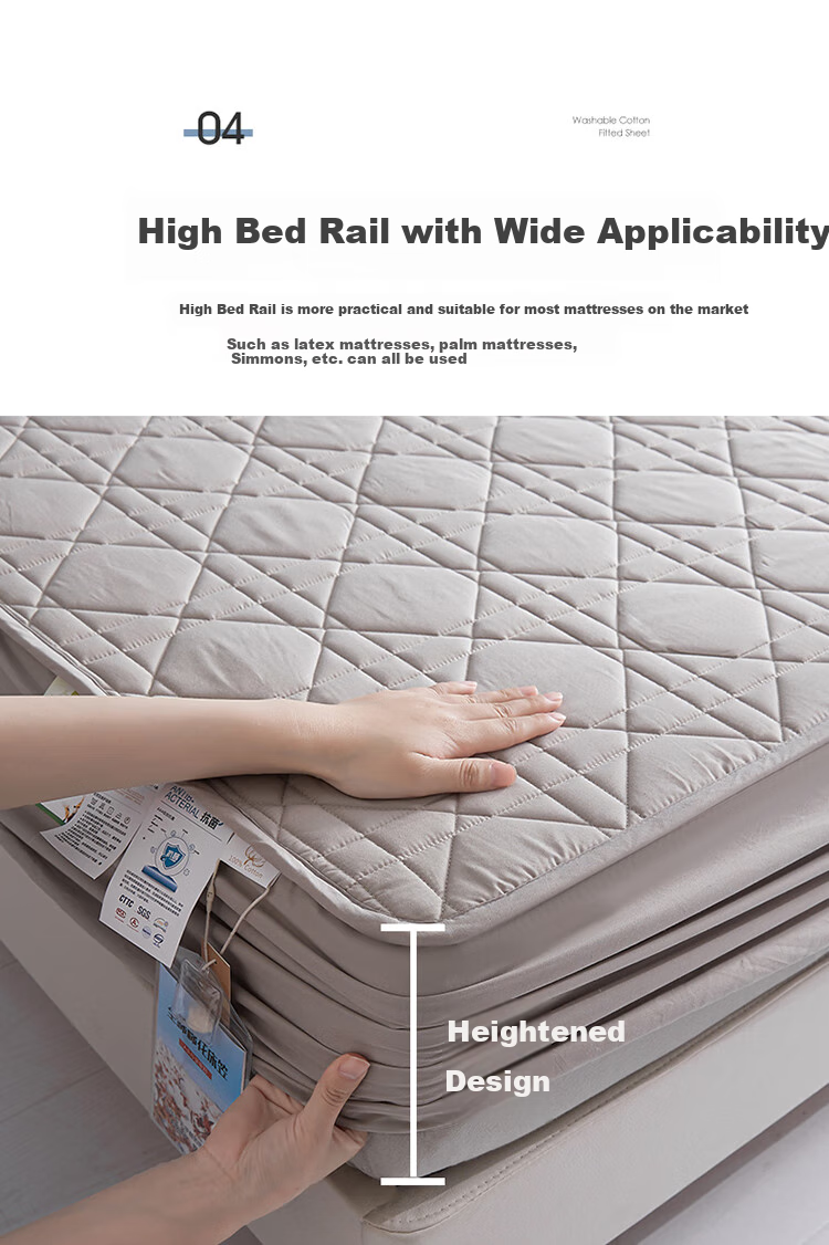 Wuyinliangpin Pure Cotton Quilted Mattress Cover, Single Piece Protective Cover for Bedding, All-Inclusive Dust-Proof Cover, 180x200cm 11