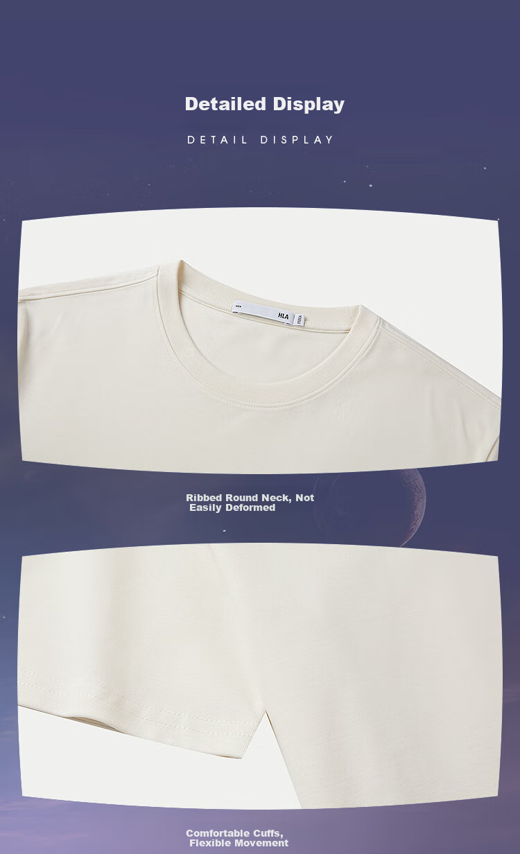 HLA Men's T-Shirt, Three-Body Collaboration Series, Round Neck, Cool-Feeling Short Sleeve, for Summer [Quality Assurance] 12