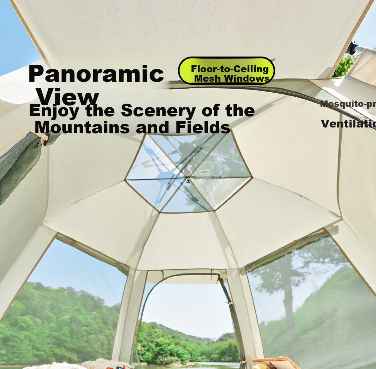 CAMEL X Outdoor Canopy Tent, Foldable Portable Hexagonal Camping Overnight Outdoor Camping Complete Set of Equipment 28