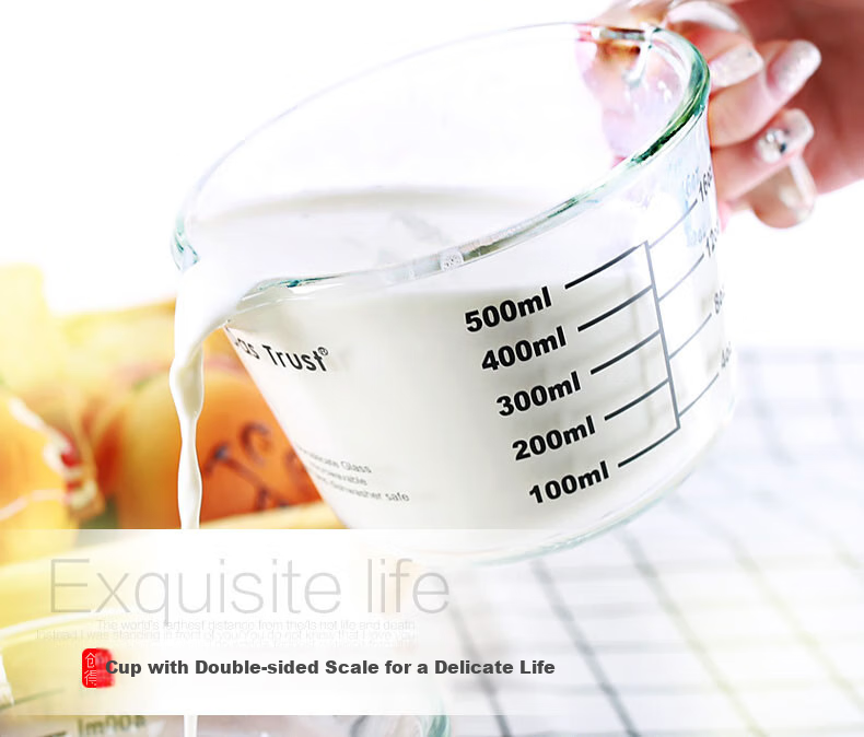 Chuangde Milk Cup, Heat-Resistant Glass Cup, Microwave-Safe Measuring Cup for Home Use And Children's Breakfast, with Scale, 500ml 13