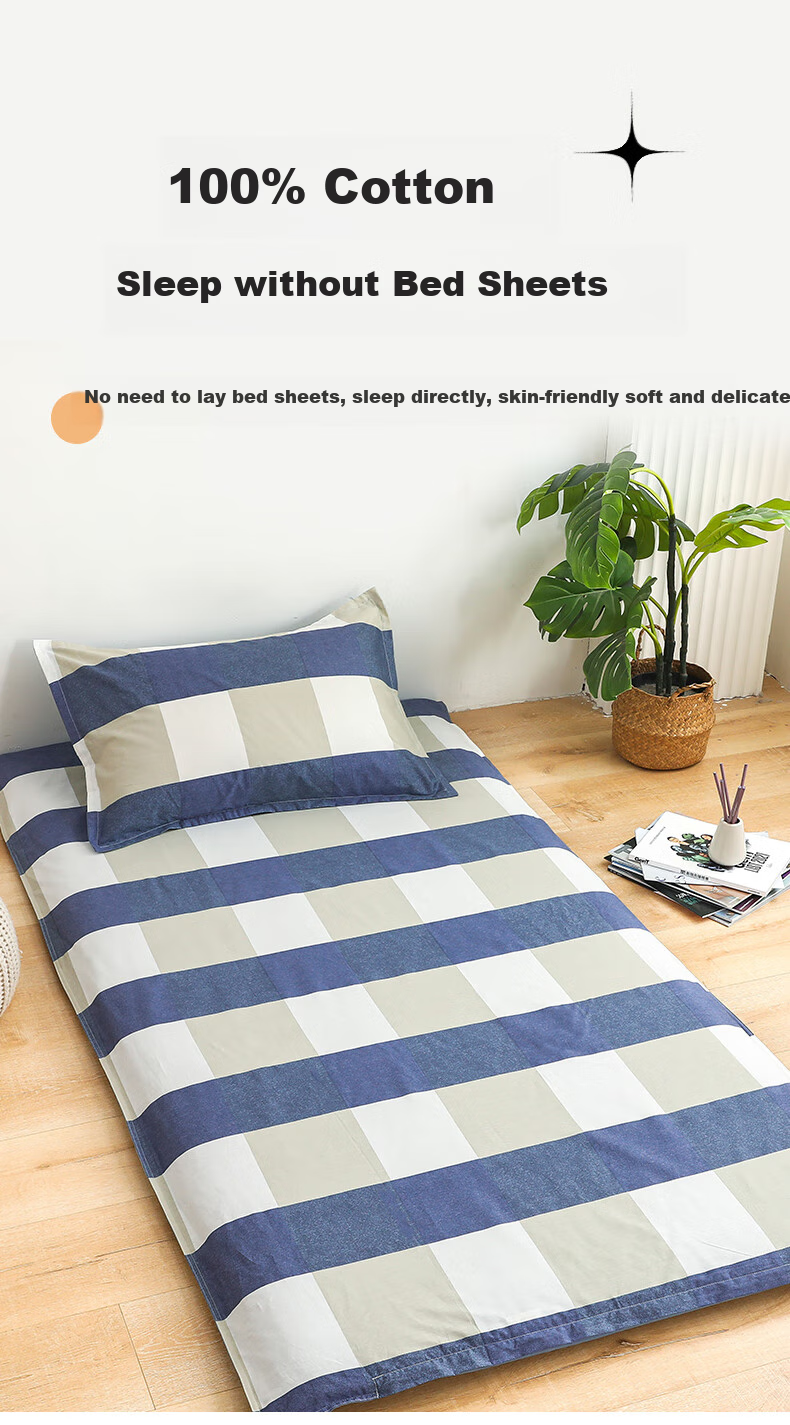 Yunjin Dormitory Mattress Protector, Pure Cotton Fitted Sheet Cover, Fully Enclosed Mattress Cover, Student Mattress Cover, Yinxiang, 90*190cm 4