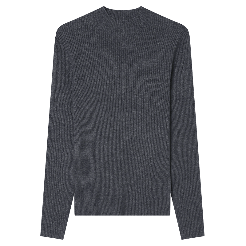 Bailuyu Simple Half Turtleneck Ribbed Knit Sweater 25 Autumn Winter New Wool Soft Sweater Women Dark Gray M