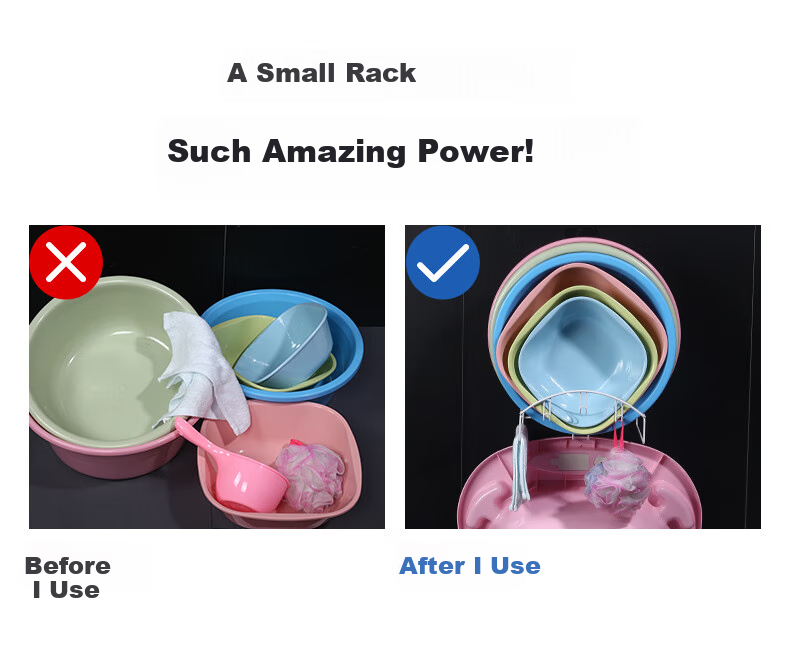 Hujia Bathroom Sink Rack, Wall-Mounted Storage Shelf without Drilling, Bath Basin Hooks, Single Pack 1