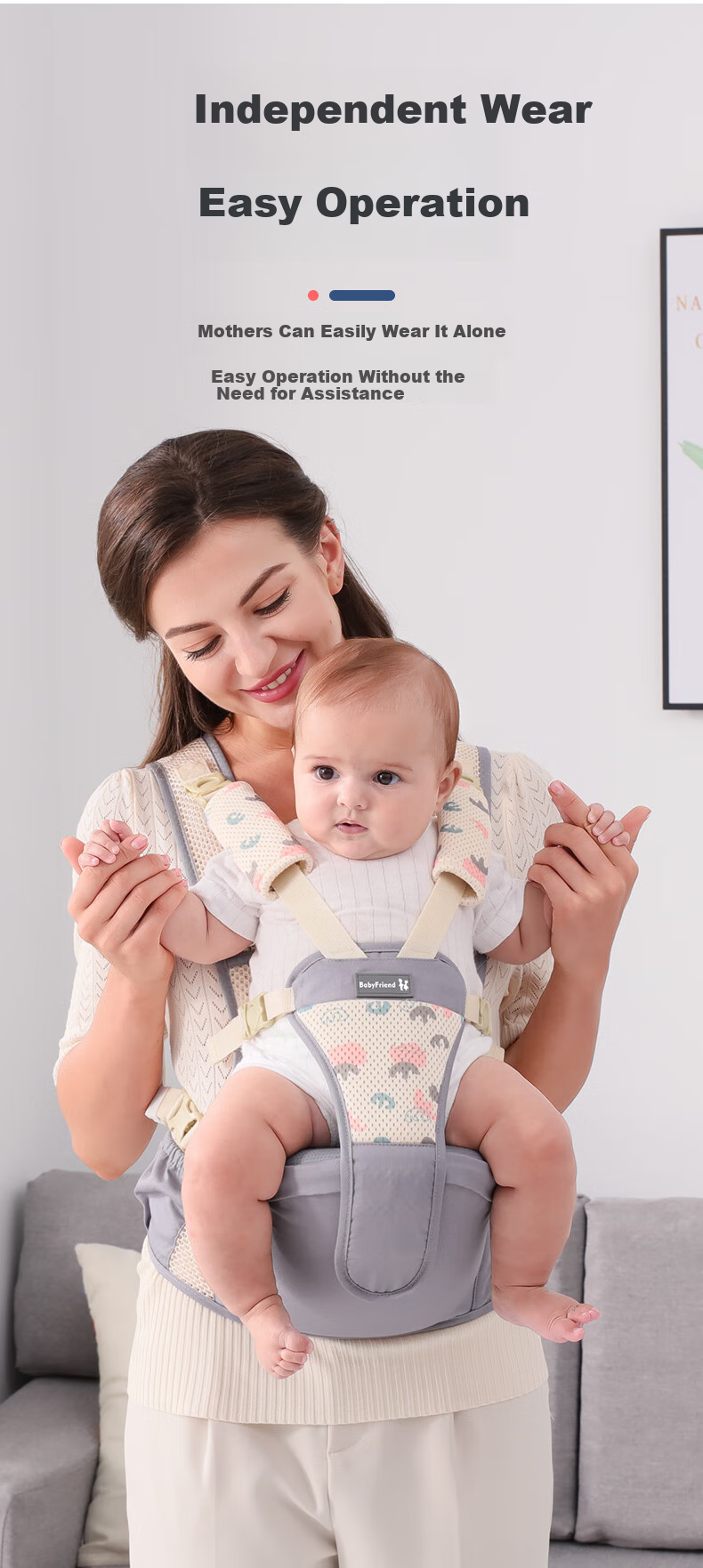 Baby Friend Waist Stool, Infant Seat, Baby Carrier for Front And Back Use, Multifunctional Baby Carrying Aid for Outings, All-Season Blue 14
