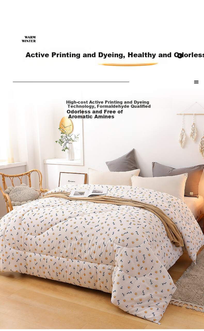 Mengshina 100% Cotton Xinjiang Cotton Quilt Pure Cotton Comforter Autumn Winter Quilt 6 Jin 200x230cm Huachuqing 12