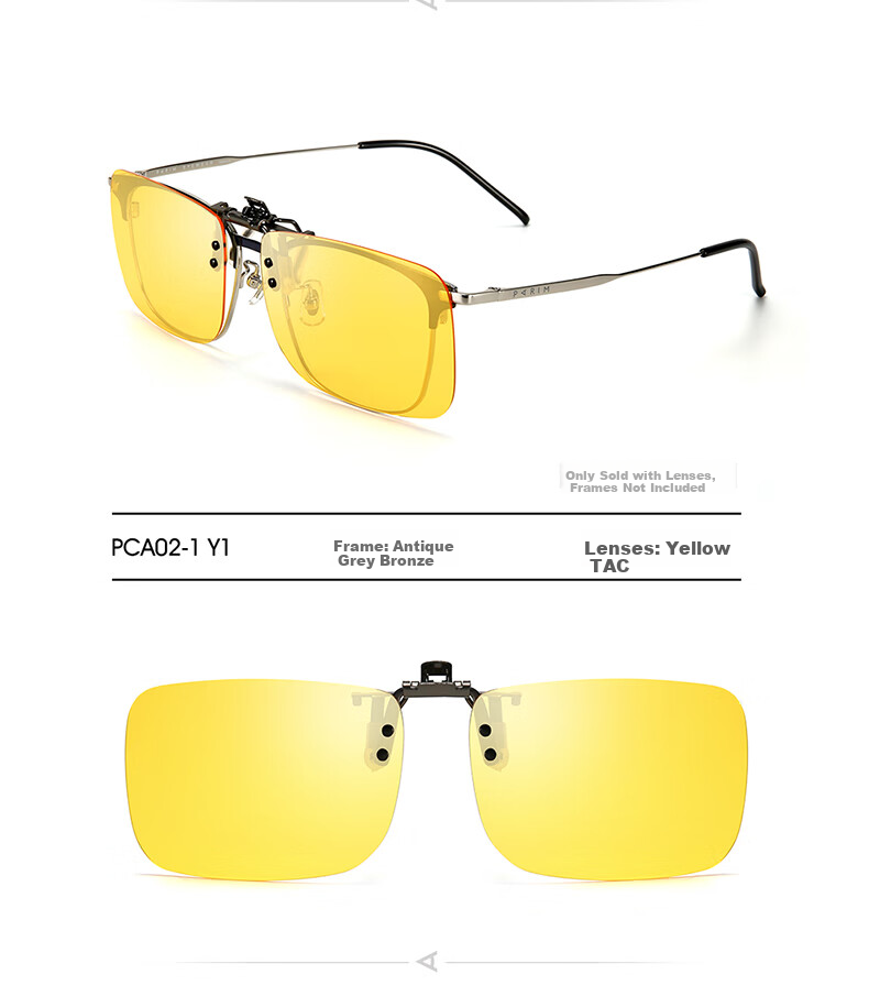 PARIM Myopia Night Vision Sunglasses Clip-On Square Glasses for Men And Women, Nearsighted Frame for Night Driving, Specialized Driving Glasses Clip-O 8