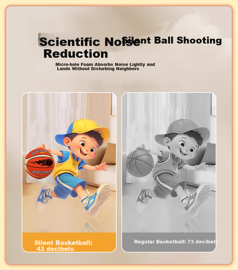 Babamama Silent Basketball, Noiseless Ball, Children's Toy, for Ages 3-6, Indoor Bounce Ball, Size 7 Sports Equipment, Boys' Gift 7
