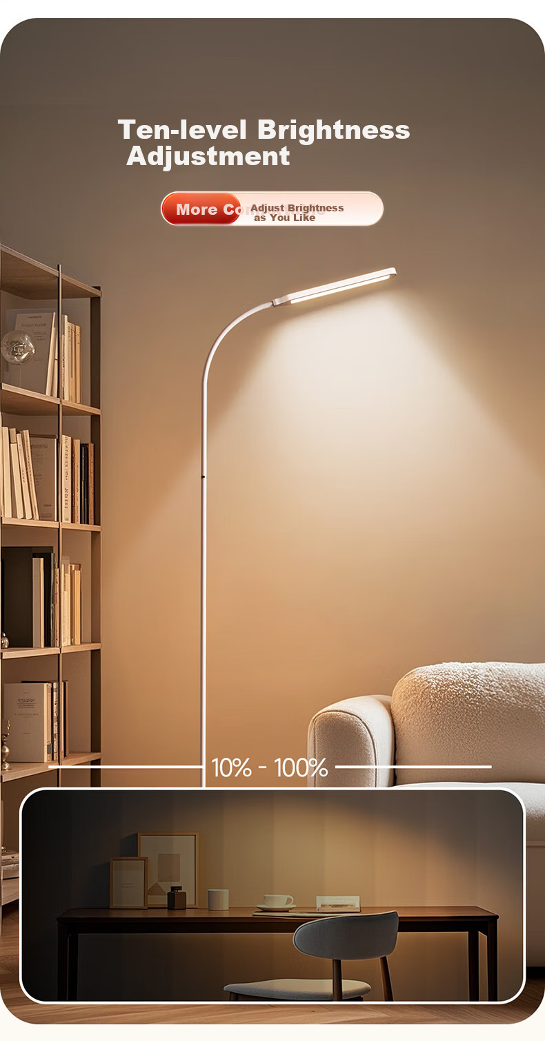 Huipu Floor Lamp Eye Protection for Living Room, Bedroom, Children's Study Room, Student Reading Desk Lamp, Piano Light, Freestanding Puli Guang 12