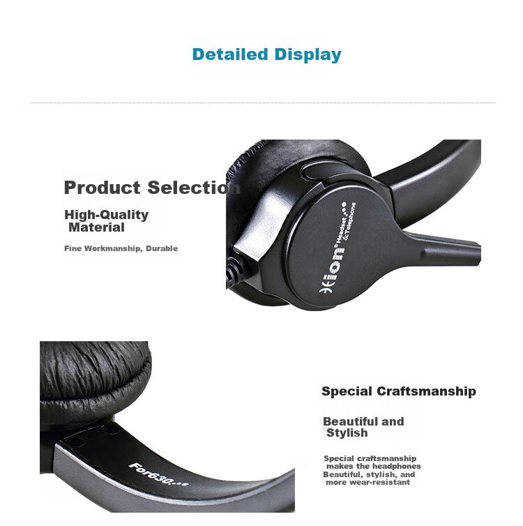 HION FOR630 Headset Single Ear Call Center Headphones Noise-Cancelling Headset for Operators Telephone Headset Customer Service Headset - Computer Dual Plug (B5) 8
