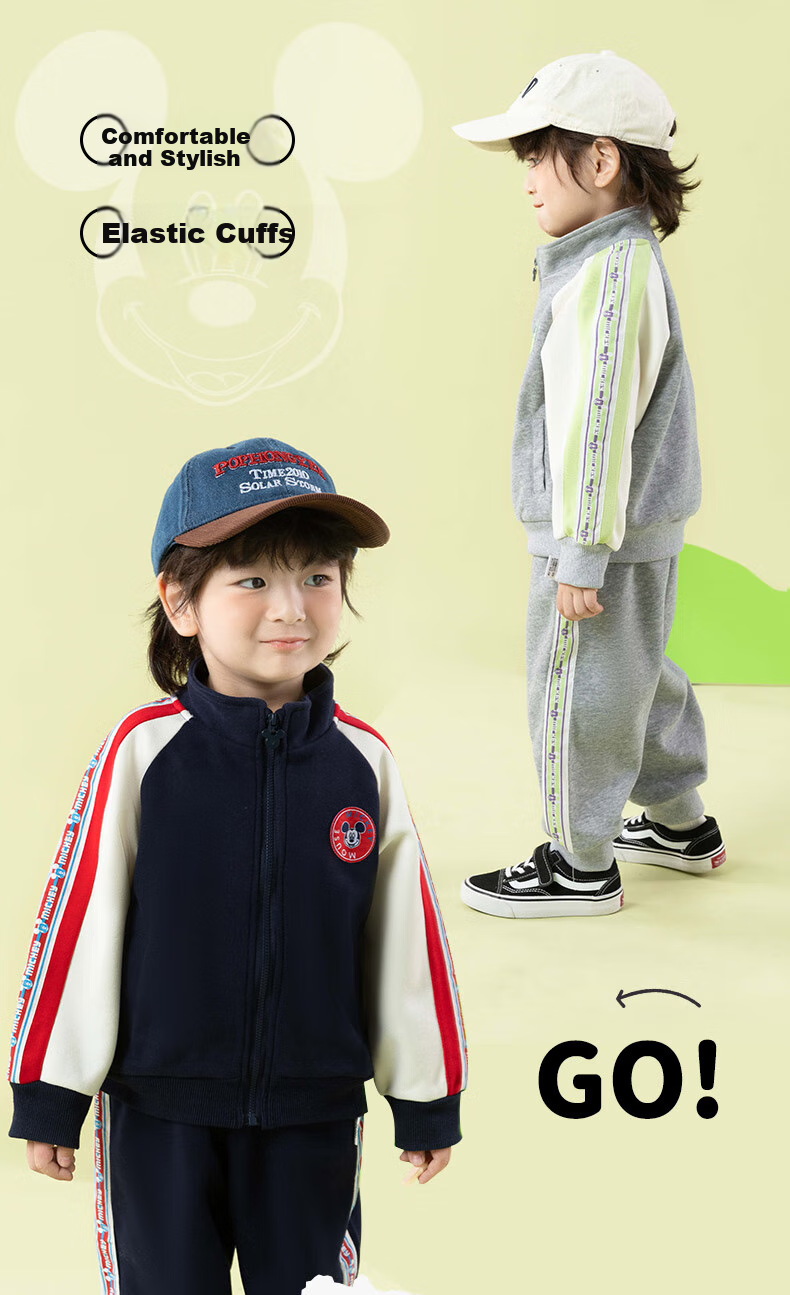 Disney Children's Clothing Spring And Autumn New Style Boys Casual Versatile Comfortable Warm Cartoon Jacket Set Navy Blue 90 4