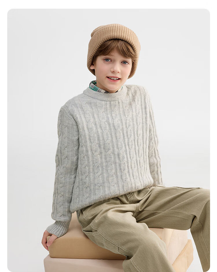 Balabala BalaOne Kids Sweater Boys Girls 2025 Winter Cable Knit Pullover 208425103211 8
