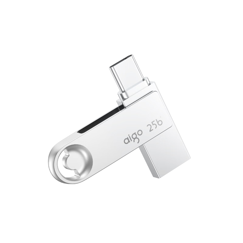 Aigo 256GB Type-C USB 3.2 U322 Silver Mobile Phone USB Drive 150MB/s Read Speed Dual Interface for Phone and PC