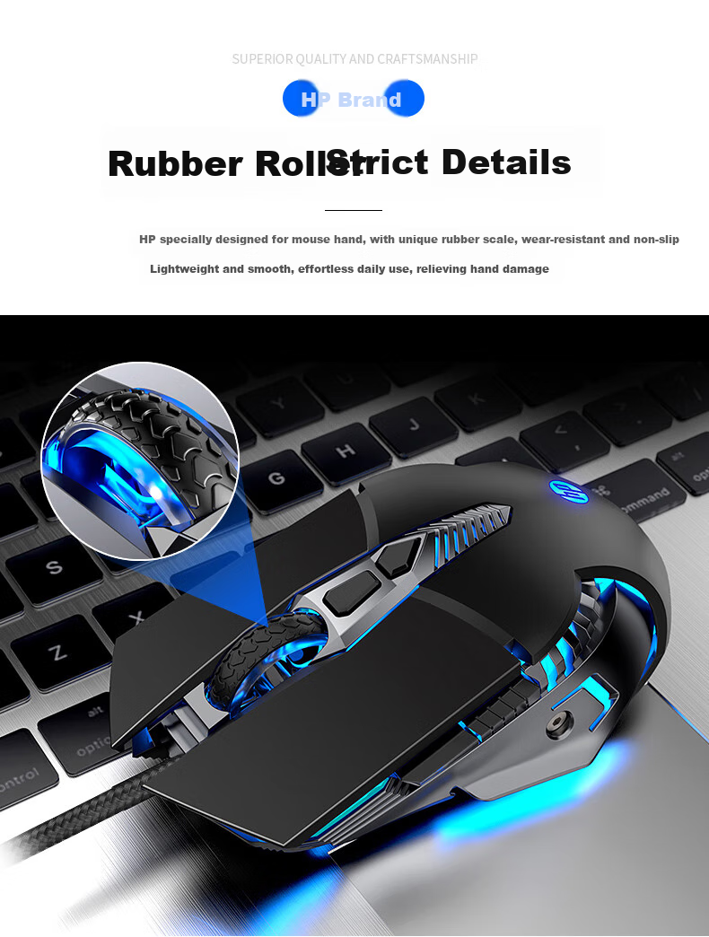 HP G160 Wired Mouse, Gaming And Business Black Low-Profile E-Sports Mouse for Desktop And Laptop Computers, Home Gaming Mouse 10