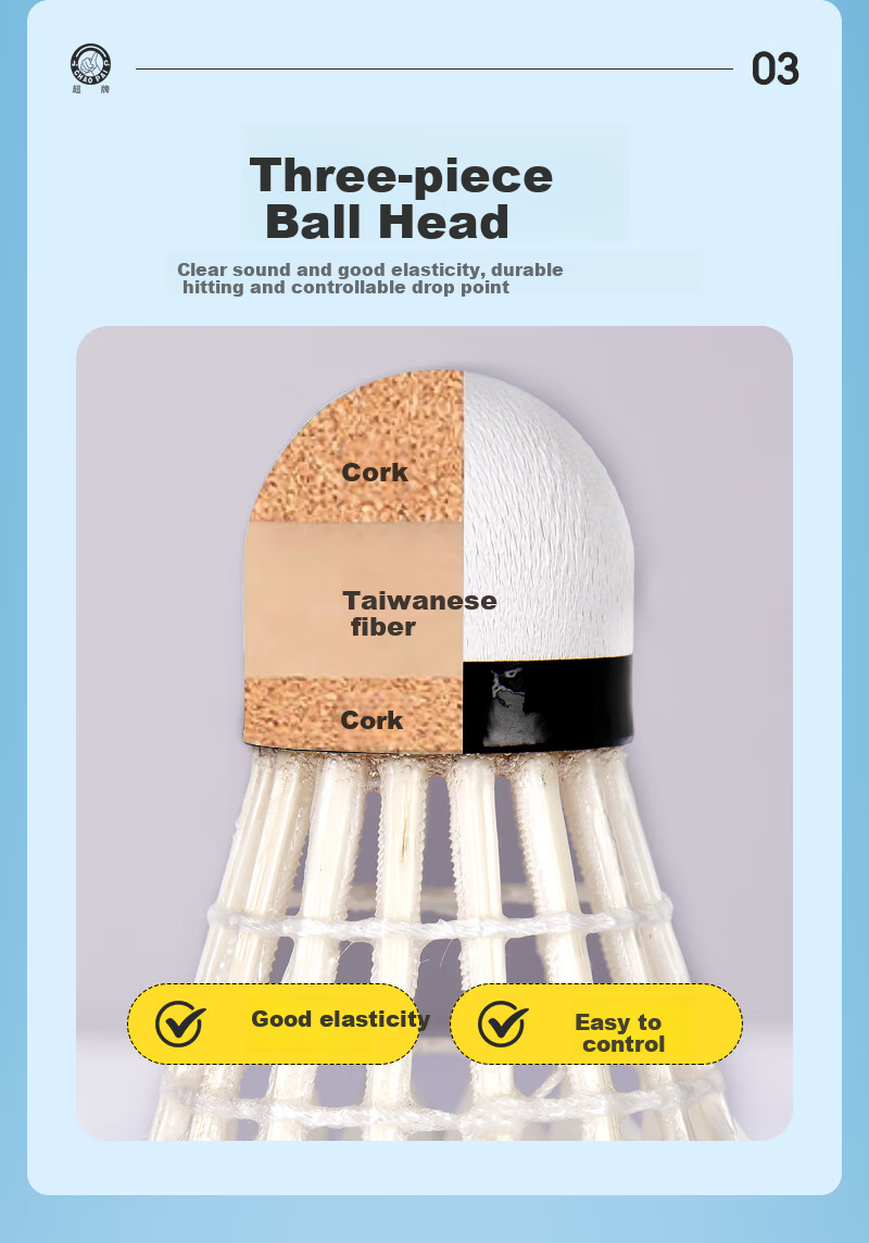 CHAO PAI Badminton Shuttlecocks, Professional Competition, Three-Piece Design, Cork, Durable And Stable, 12-Pack, Speed 76 9