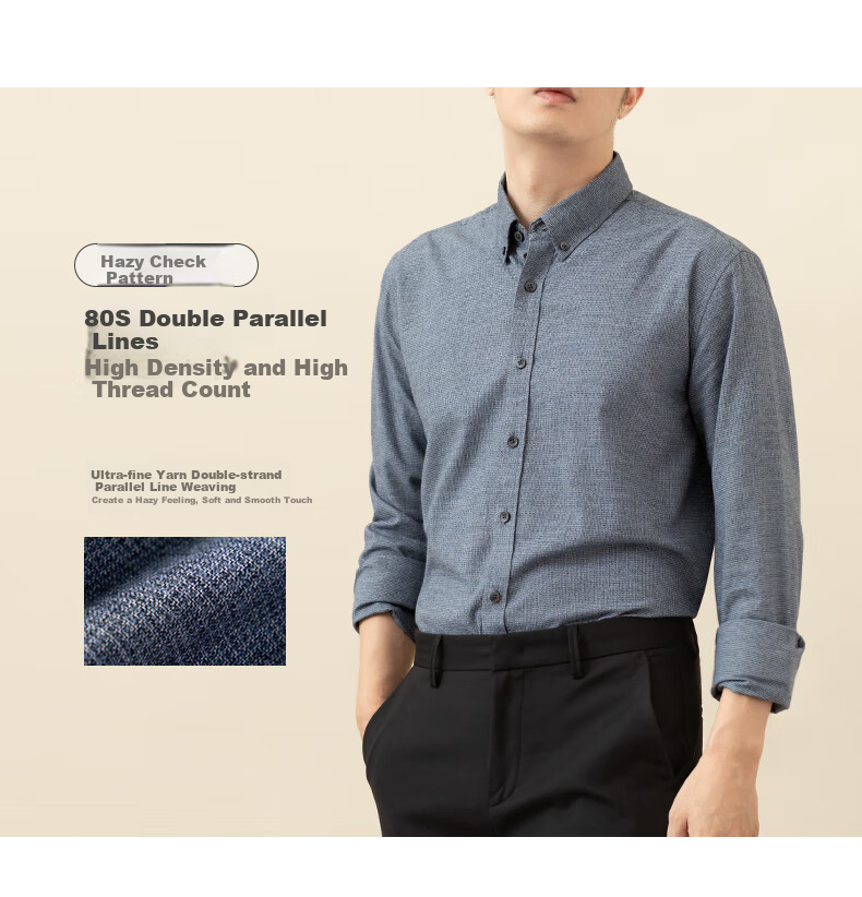 BLACKMONDAY [80-Count Long-Staple Cotton] Pure Cotton Long-Sleeve Shirt for Men, Spring And Autumn Season, All-Cotton Wrinkle-Free Casual Business Shirt for Me 6