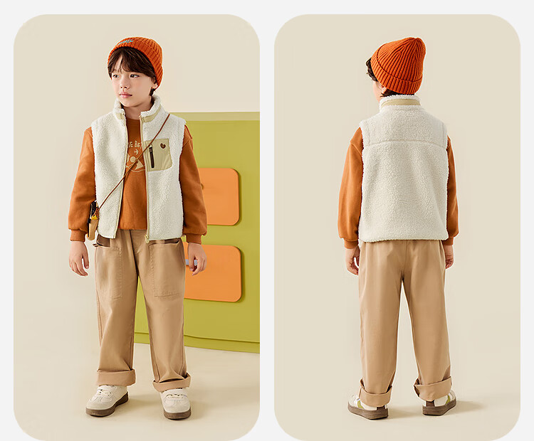 Minibala Kids and Adults Anti-Static Plush Vest Fleece Warm Outdoor Windbreaker 2025 Autumn New 4