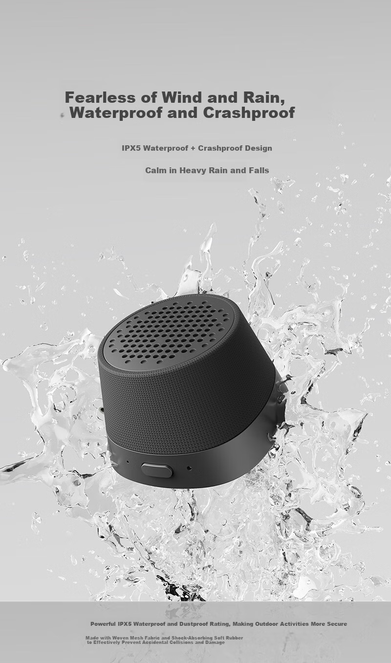 Ximalaya Heshengyin Mini Boom Magnetic Bluetooth Speaker, Compact Outdoor Portable Speaker, Splash-Resistant for Bathroom Use, Gift for Boys, Black with Free Monthly Membership Card 6
