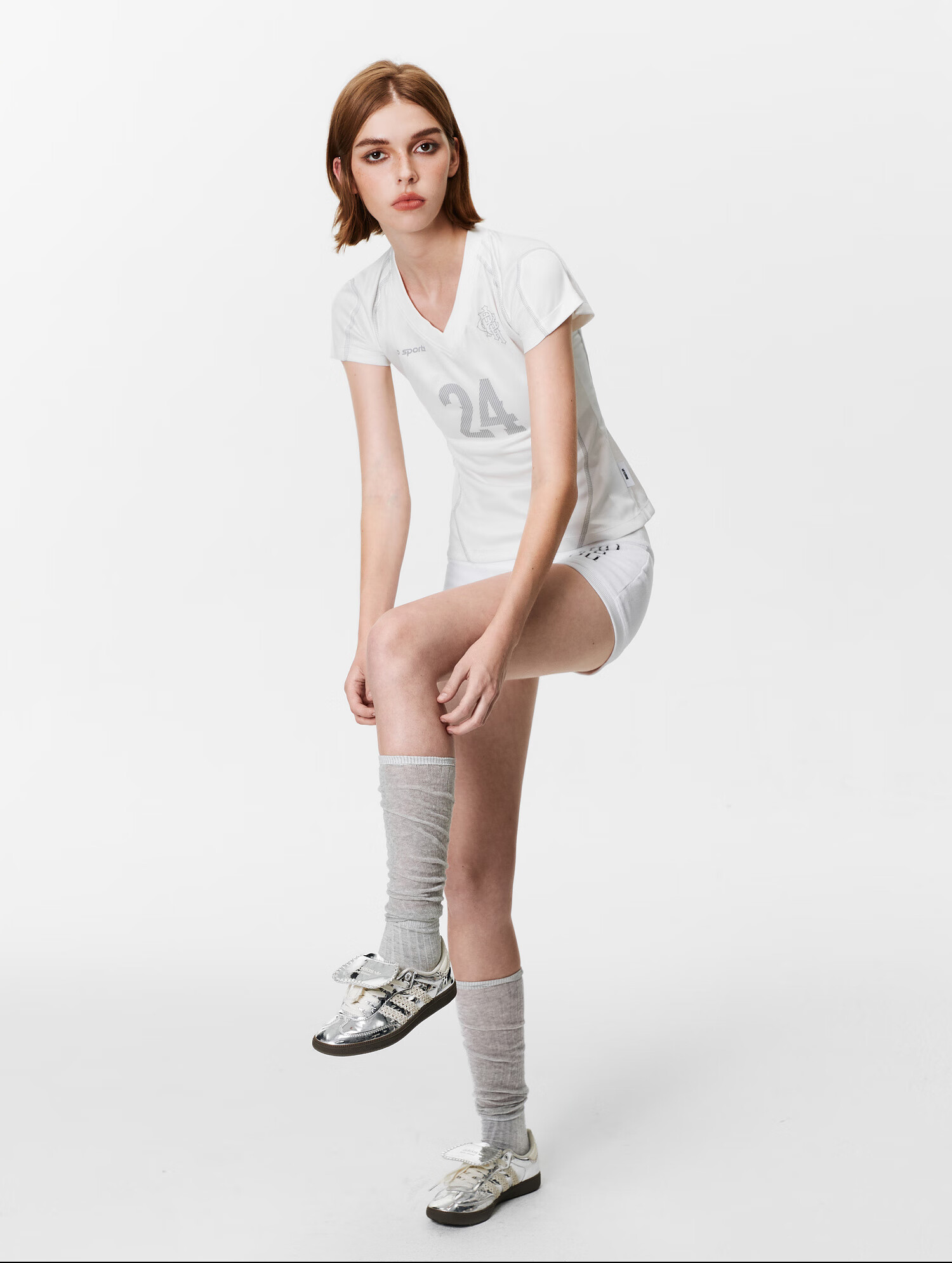 PCLP V-Neck Digital Football Short Sleeve Summer Slim Fit American Sports T-Shirt for Women Blue S 11