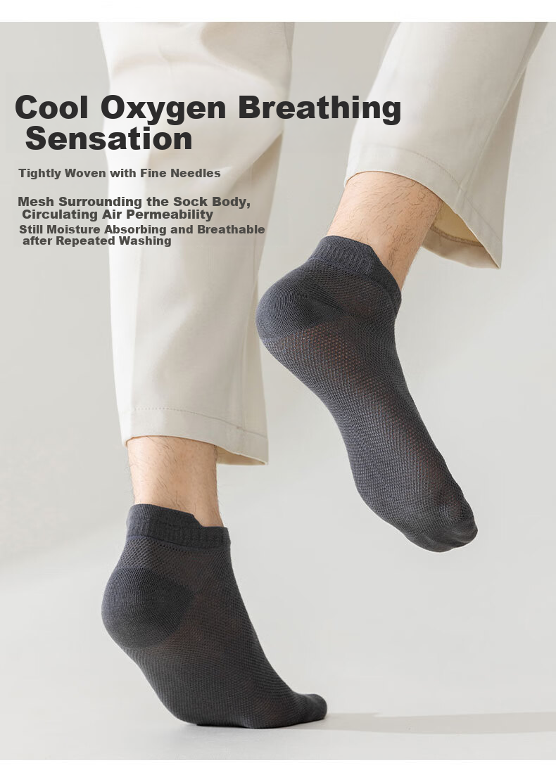 Mianmanman Men's Socks, Xinjiang Cotton Short Socks, Antibacterial And Odor-Resistant, Thin Summer Style, Sweat-Absorbing And Breathable, with Ears And Non-Slip Heel, Boat Socks, 10 Pairs 8