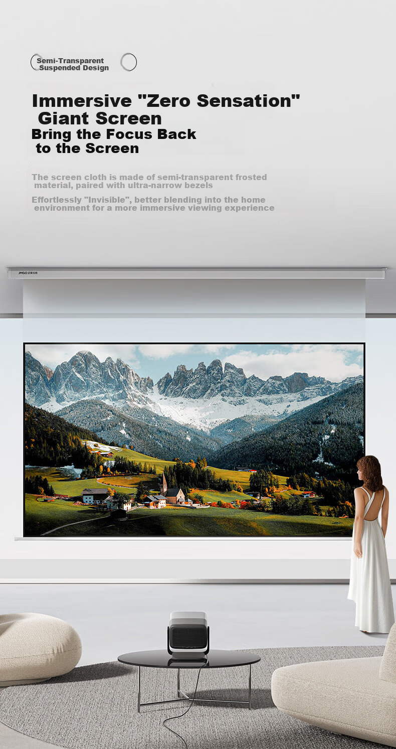 JMGO 100-Inch Portable Projection Screen for Outdoor/home Use, Quick Assembly/dismounting, Light-Resistant And Wrinkle-Resistant, Supports 4K, No Drilling Required, Compatible with Various Projectors 3