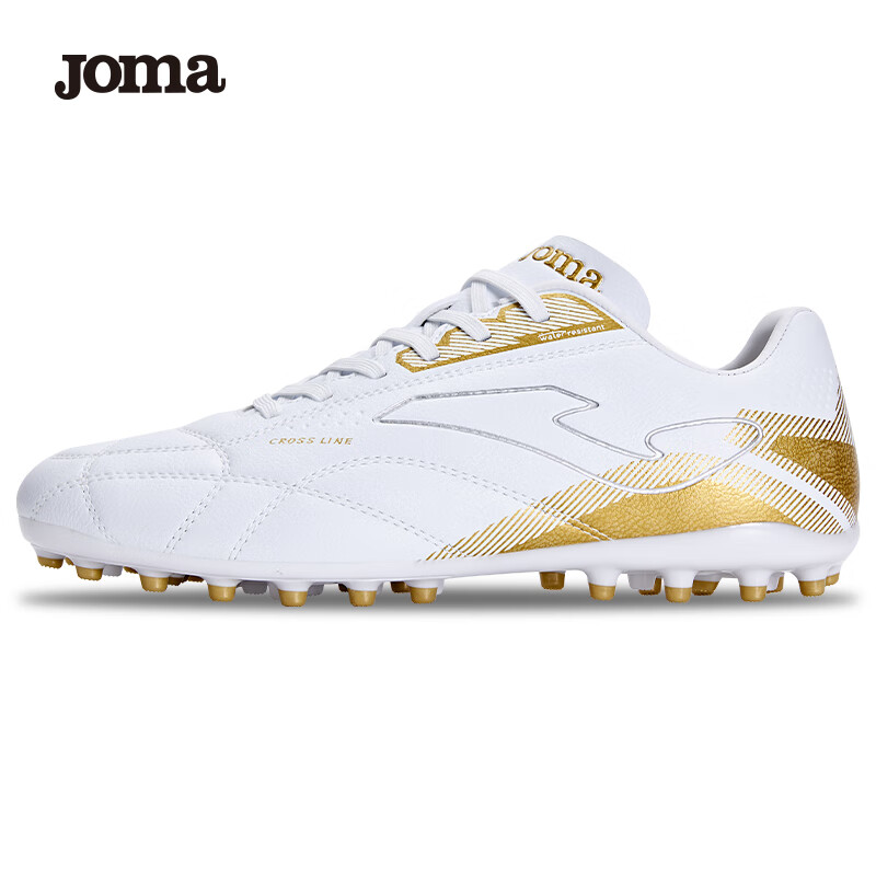 JOMA Men's Football Shoes MG Short Studs Non-Slip Wear-Resistant Breathable Professional Soccer Match Training Shoes White Gold Size 44