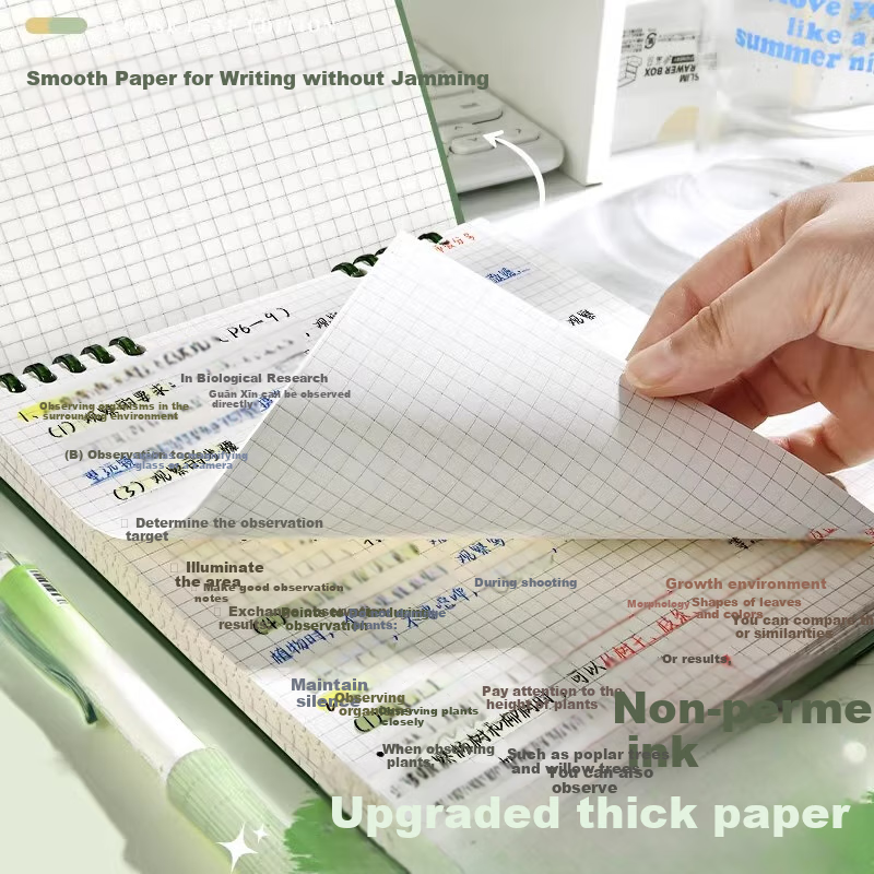 Shuxing New High-Quality Retro Square Notebook Grid Flip Loose-Leaf Book Detachable for Middle And High School Students Comfortable to Hold Error Correction Research Notes Loose-Leaf Cover Wine Red 3
