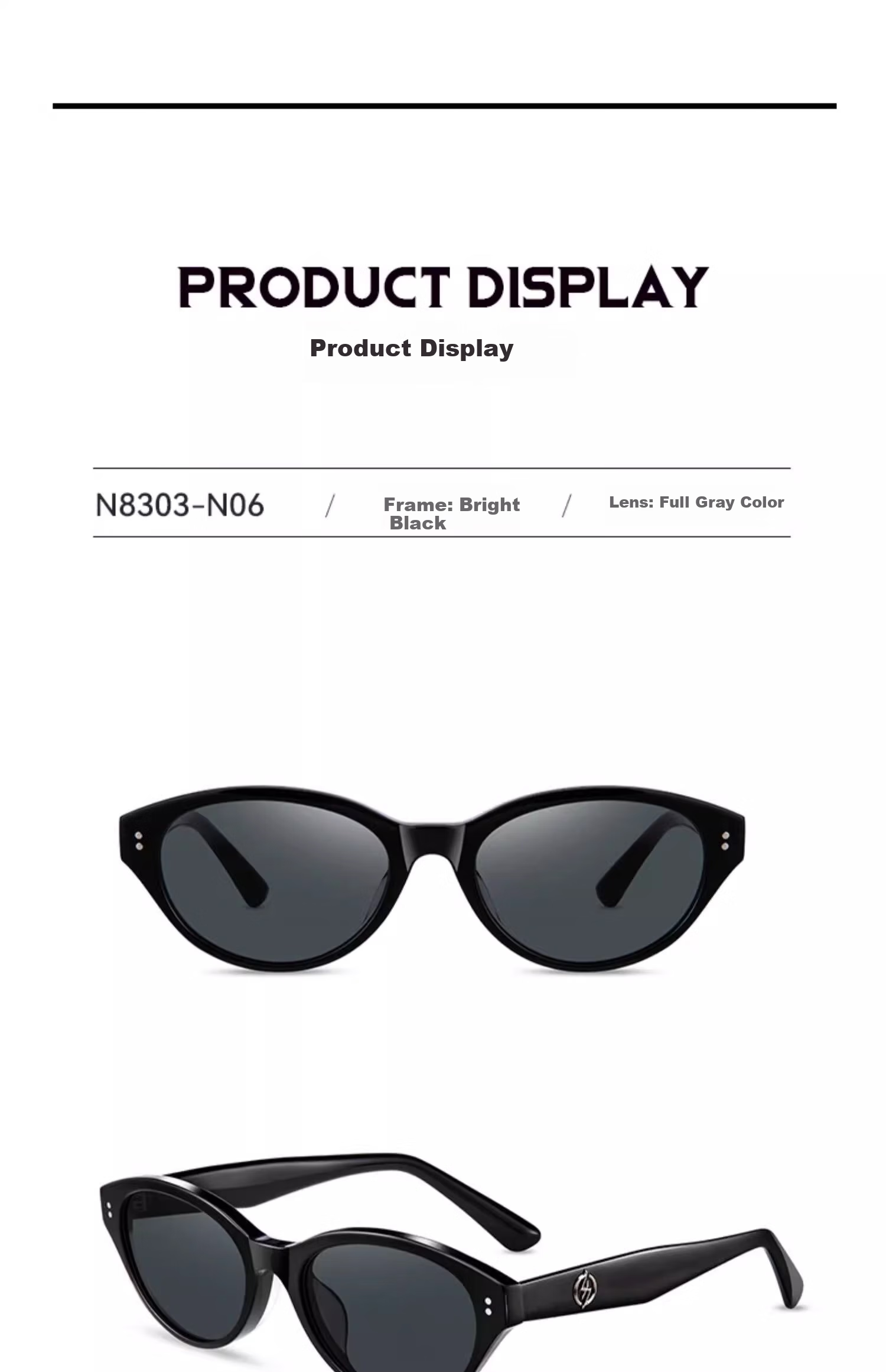 HORIEN Cat Eye Sunglasses, New Style for Men And Women, UV Protection, Sun Protection, Oval Frame, Trendy Small Frame, Retro Glasses 20