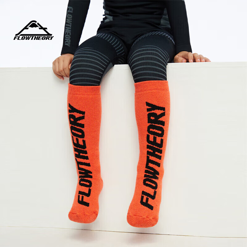 Flow Theory Kids Ski Socks Autumn Winter Outdoor Professional Thickened Cold Resistant Warm Quick-Dry High Tube Socks