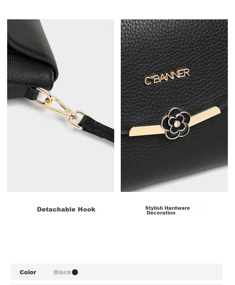 C.BANNER Top-Grain Leather Handbag, Women's Crossbody Bag, Shoulder Bag, Underarm Bag, Light Luxury Birthday Mother's Day Gift, Practical Present for Mom 6